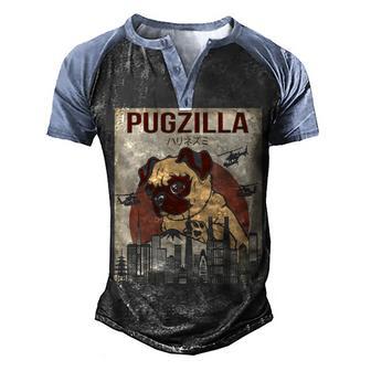 Funny Cute Pet Pajama Pug Dog Outfit Pugzilla Men's Henley Shirt Raglan Sleeve 3D Print T-shirt - Thegiftio UK