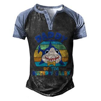 Funny Daddy Of The Birthday Shark Men's Henley Shirt Raglan Sleeve 3D Print T-shirt - Thegiftio UK