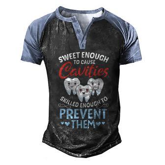Funny Dental Gift Great Gift Cute Hygienist Assistant And Dentist Gift Men's Henley Shirt Raglan Sleeve 3D Print T-shirt - Thegiftio UK