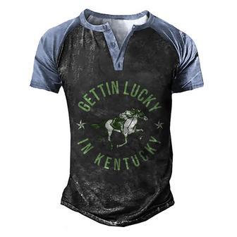 Funny Derby Vintage Getting Lucky In Kentucky Horse Racing Graphic Design Printed Casual Daily Basic Men's Henley Shirt Raglan Sleeve 3D Print T-shirt - Thegiftio UK