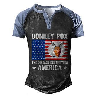 Funny Donkey Pox The Disease Destroying America Flag Men's Henley Shirt Raglan Sleeve 3D Print T-shirt - Thegiftio UK