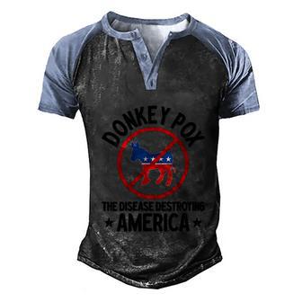 Funny Donkeypox Donkey Pox The Disease Destroying America Men's Henley Shirt Raglan Sleeve 3D Print T-shirt - Thegiftio UK