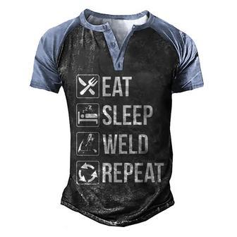 Funny Eat Sleep Weld Repeat Welding Cool Gift Graphic Design Printed Casual Daily Basic Men's Henley Shirt Raglan Sleeve 3D Print T-shirt - Thegiftio UK