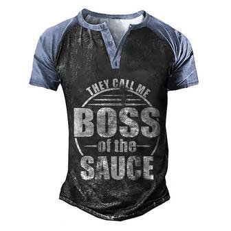 Funny Fathers Day Grilling For Dad Boss Of The Sauce Gift Graphic Design Printed Casual Daily Basic Men's Henley Shirt Raglan Sleeve 3D Print T-shirt - Thegiftio UK