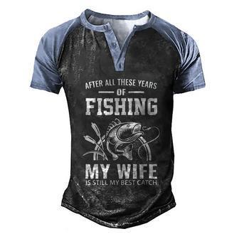 Funny Fishing Angler Gift Fish Fishing Rod Love My Wife Graphic Design Printed Casual Daily Basic Men's Henley Shirt Raglan Sleeve 3D Print T-shirt - Thegiftio UK