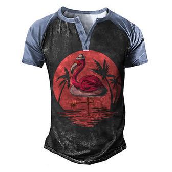 Funny Flamingo Sunglasses Cool Summer Graphic Design Printed Casual Daily Basic Men's Henley Shirt Raglan Sleeve 3D Print T-shirt - Thegiftio UK