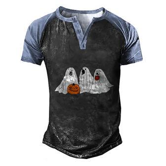 Funny Ghost Dogs Pumpkin Halloween Costume Spooky Season Graphic Design Printed Casual Daily Basic Men's Henley Shirt Raglan Sleeve 3D Print T-shirt - Thegiftio UK