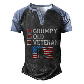 Funny Gift Grumpy Old Veteran Patriotic American Military Veteran Flag Gift V7 Men's Henley Shirt Raglan Sleeve 3D Print T-shirt - Thegiftio UK