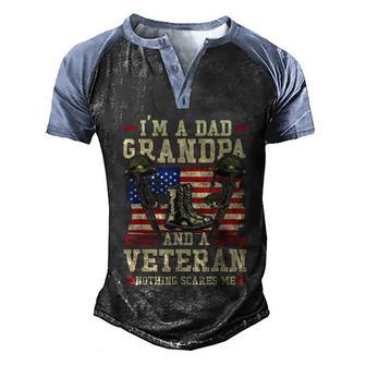 Funny Gift I Am A Dad Grandpa And A Veteran Nothing Scares Me Usa Graphic Design Printed Casual Daily Basic Men's Henley Shirt Raglan Sleeve 3D Print T-shirt - Thegiftio UK