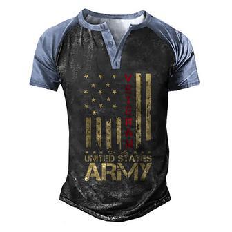 Funny Gift Patriotic US Army Veteran Red Line American Flag Vintage Funny Gift Men's Henley Shirt Raglan Sleeve 3D Print T-shirt - Thegiftio UK