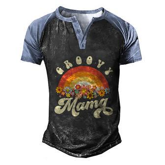 Funny Groovy Mama Retro Rainbow Colorful Flowers Graphic Design Printed Casual Daily Basic Men's Henley Shirt Raglan Sleeve 3D Print T-shirt - Thegiftio UK
