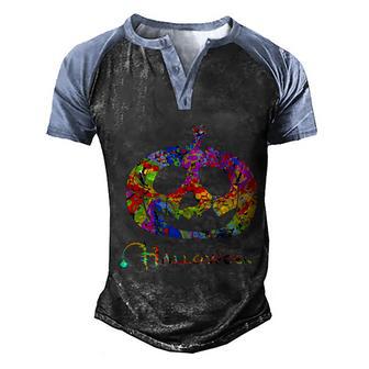 Funny Halloween Abstract Halloween Pumpkin Graphic Design Printed Casual Daily Basic V2 Men's Henley Shirt Raglan Sleeve 3D Print T-shirt - Thegiftio UK