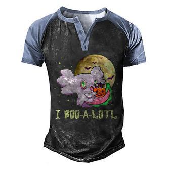 Funny Halloween Axolotl Ghost I Boo A Lotl Graphic Design Printed Casual Daily Basic Men's Henley Shirt Raglan Sleeve 3D Print T-shirt - Thegiftio UK