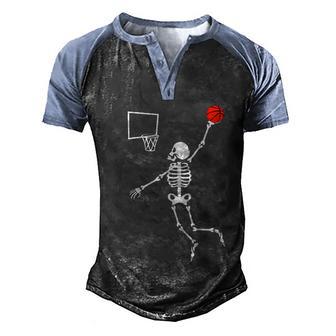 Funny Halloween Basketball Dunking Skeleton Graphic Design Printed Casual Daily Basic Men's Henley Shirt Raglan Sleeve 3D Print T-shirt - Thegiftio UK