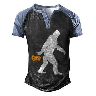 Funny Halloween Bigfoot Sasquatch Halloween Pumpkin Graphic Design Printed Casual Daily Basic Men's Henley Shirt Raglan Sleeve 3D Print T-shirt - Thegiftio UK