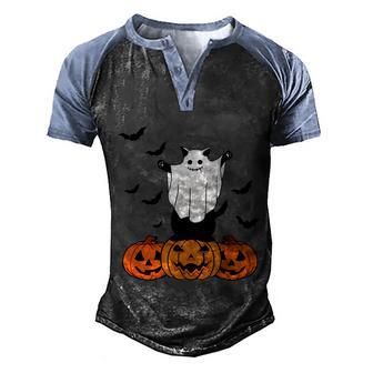 Funny Halloween Black Cat Halloween Halloween Cat Pumpkin Scary Pumpkin Men's Henley Shirt Raglan Sleeve 3D Print T-shirt - Thegiftio UK