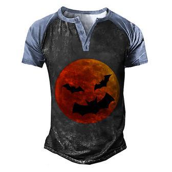 Funny Halloween Blood Moon Graphic Design Printed Casual Daily Basic Men's Henley Shirt Raglan Sleeve 3D Print T-shirt - Thegiftio UK