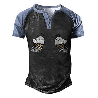 Funny Halloween Boo Bees Funny Halloween Boo Bees Halloween Graphic Design Printed Casual Daily Basic Men's Henley Shirt Raglan Sleeve 3D Print T-shirt - Thegiftio UK