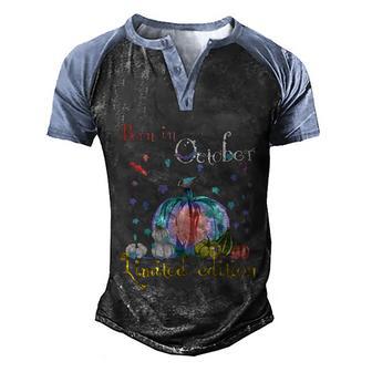 Funny Halloween Born In October Funny Magic Halloween Pumpkin Birthday Gift Men's Henley Shirt Raglan Sleeve 3D Print T-shirt - Thegiftio UK