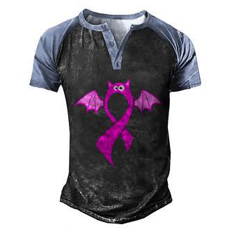 Funny Halloween Breast Cancer Halloween Bat Pink Ribbon Graphic Design Printed Casual Daily Basic Men's Henley Shirt Raglan Sleeve 3D Print T-shirt - Thegiftio UK