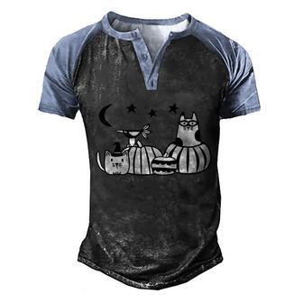 Funny Halloween Cats And Pumpkins Funny Halloween Happy Halloween Funny Cat Men's Henley Shirt Raglan Sleeve 3D Print T-shirt - Thegiftio UK