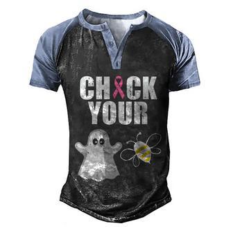 Funny Halloween Check Your Boobies Breast Cancer Halloween Graphic Design Printed Casual Daily Basic V2 Men's Henley Shirt Raglan Sleeve 3D Print T-shirt - Thegiftio UK