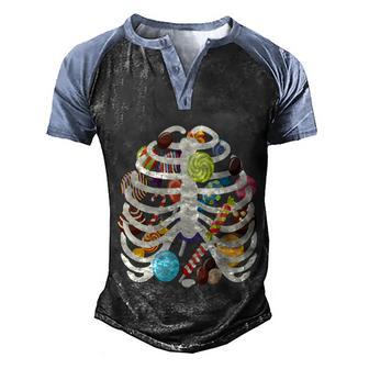 Funny Halloween Cute Candy Skeleton Rib Cage Halloween Graphic Design Printed Casual Daily Basic Men's Henley Shirt Raglan Sleeve 3D Print T-shirt - Thegiftio UK