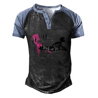 Funny Halloween Cute Halloween Breast Cancer Happy Halloween Skeleton Men's Henley Shirt Raglan Sleeve 3D Print T-shirt - Thegiftio UK
