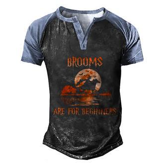 Funny Halloween Cute Halloween Brooms Are For Beginners Horses Witch Halloween Men's Henley Shirt Raglan Sleeve 3D Print T-shirt - Thegiftio UK