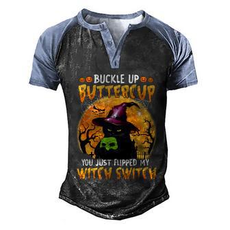 Funny Halloween Cute Halloween Buckle Up Butter Cup You Just Flipped My Witch Men's Henley Shirt Raglan Sleeve 3D Print T-shirt - Thegiftio UK