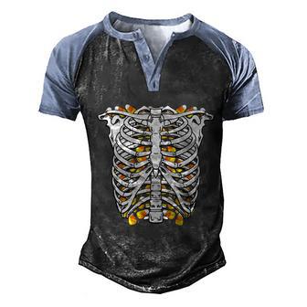 Funny Halloween Cute Halloween Candy Corn Skeleton Hallween Costume Graphic Design Printed Casual Daily Basic Men's Henley Shirt Raglan Sleeve 3D Print T-shirt - Thegiftio UK