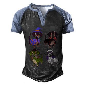 Funny Halloween Cute Halloween Cute Halloween Dachshunds Graphic Design Printed Casual Daily Basic Men's Henley Shirt Raglan Sleeve 3D Print T-shirt - Thegiftio UK