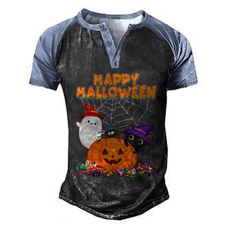 Funny Halloween Cute Halloween Cute Happy Halloween Friends Graphic Design Printed Casual Daily Basic Men's Henley Shirt Raglan Sleeve 3D Print T-shirt - Thegiftio UK