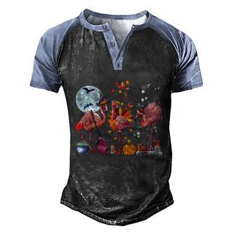 Funny Halloween Flamingo Happy Hallothanksmas Funny Halloween Thanksgiving Chri Men's Henley Shirt Raglan Sleeve 3D Print T-shirt - Thegiftio UK