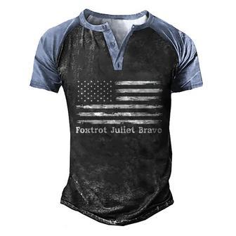 Funny Halloween Foxtrot Juliet Bravo Us Distressed Flag Fjb Graphic Design Printed Casual Daily Basic Men's Henley Shirt Raglan Sleeve 3D Print T-shirt - Thegiftio UK
