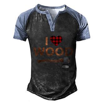 Funny Halloween Funny I Love Wood Gift Lumberjack Heart Halloween Party Gift Men's Henley Shirt Raglan Sleeve 3D Print T-shirt - Thegiftio UK
