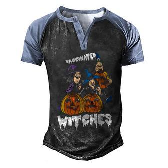 Funny Halloween Funny Vaccinated Witches Cartoon Halloween Graphic Design Printed Casual Daily Basic Men's Henley Shirt Raglan Sleeve 3D Print T-shirt - Thegiftio UK