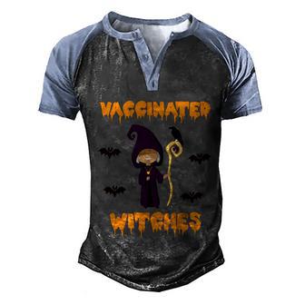Funny Halloween Fuuny Vaccinatd Witches Halloween Witch Illustration Men's Henley Shirt Raglan Sleeve 3D Print T-shirt - Thegiftio UK