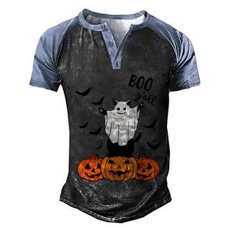 Funny Halloween Ghost Black Cat Boo Yall Pumpkin Halloween Men's Henley Shirt Raglan Sleeve 3D Print T-shirt - Thegiftio UK