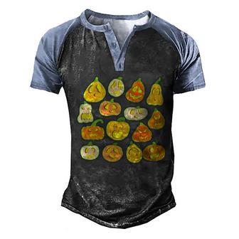 Funny Halloween Glowing Jackolantern Pumpkin Faces Graphic Design Printed Casual Daily Basic Men's Henley Shirt Raglan Sleeve 3D Print T-shirt - Thegiftio UK