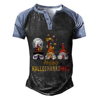 Funny Halloween Gnomes Halloween Christmas Thanksgiving Happy Hallothanksmas Men's Henley Shirt Raglan Sleeve 3D Print T-shirt - Thegiftio UK