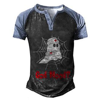 Funny Halloween God Blood Funny Boo Halloween Min Graphic Design Printed Casual Daily Basic Men's Henley Shirt Raglan Sleeve 3D Print T-shirt - Thegiftio UK