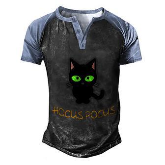 Funny Halloween Halloween Hocus Pocus Cute Cat Design Graphic Design Printed Casual Daily Basic V2 Men's Henley Shirt Raglan Sleeve 3D Print T-shirt - Thegiftio UK
