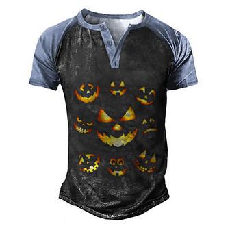 Funny Halloween Halloween Jack Olantern Pumpkin Faces Graphic Design Printed Casual Daily Basic Men's Henley Shirt Raglan Sleeve 3D Print T-shirt - Thegiftio UK