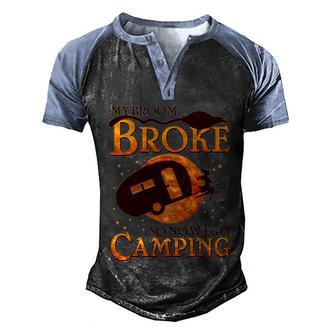 Funny Halloween Halloween My Broom Broke So Now I Go Camping Graphic Design Printed Casual Daily Basic Men's Henley Shirt Raglan Sleeve 3D Print T-shirt - Thegiftio UK