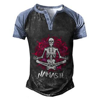 Funny Halloween Halloween Namaste Skeleton Graphic Design Printed Casual Daily Basic V2 Men's Henley Shirt Raglan Sleeve 3D Print T-shirt - Thegiftio UK