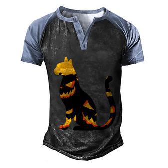 Funny Halloween Halloween Pumpkin Cat Graphic Design Printed Casual Daily Basic Men's Henley Shirt Raglan Sleeve 3D Print T-shirt - Thegiftio UK