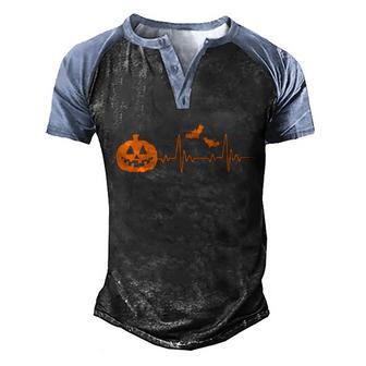 Funny Halloween Halloween Pumpkin Heartbeat Pulse Graphic Design Printed Casual Daily Basic Men's Henley Shirt Raglan Sleeve 3D Print T-shirt - Thegiftio UK