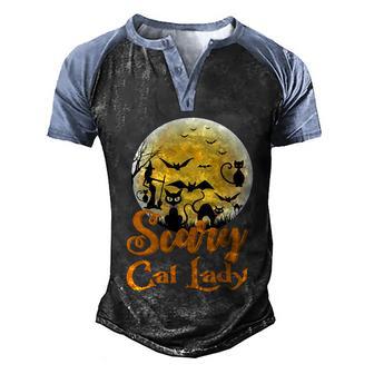 Funny Halloween Halloween Scary Cat Lady Graphic Design Printed Casual Daily Basic Men's Henley Shirt Raglan Sleeve 3D Print T-shirt - Thegiftio UK