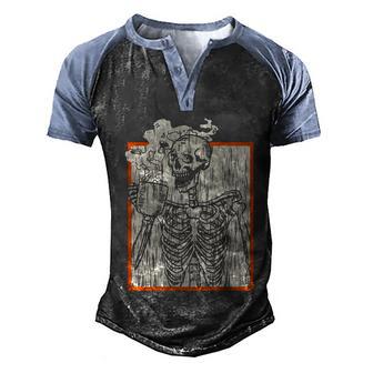 Funny Halloween Halloween Skeleton Coffee Graphic Design Printed Casual Daily Basic Men's Henley Shirt Raglan Sleeve 3D Print T-shirt - Thegiftio UK